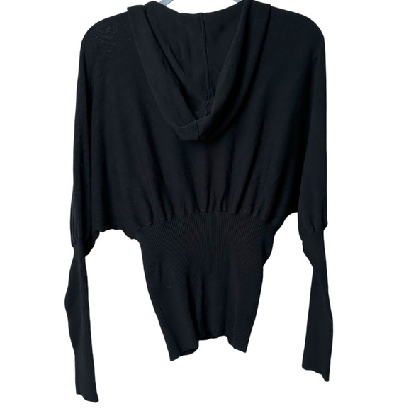 Vintage Guess Size XS Black Dolman Sleeve Half Zip Hoodie Jacket Slouchy Knit - Picture 2 of 14